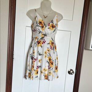Express White Dress with Yellow Floral Design
